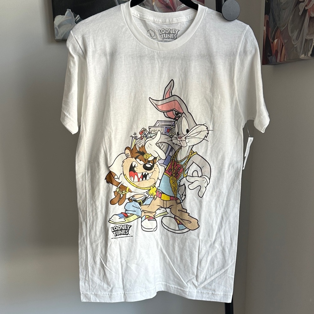 Warner Bros. Looney Tunes White Tee with Bugs Bunny and Taz